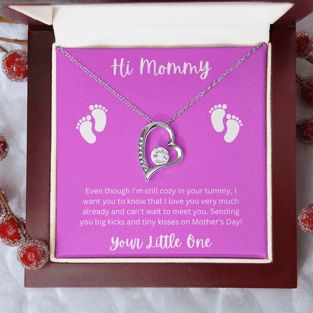Hi Mommy Pink Background - Forever Love Necklace