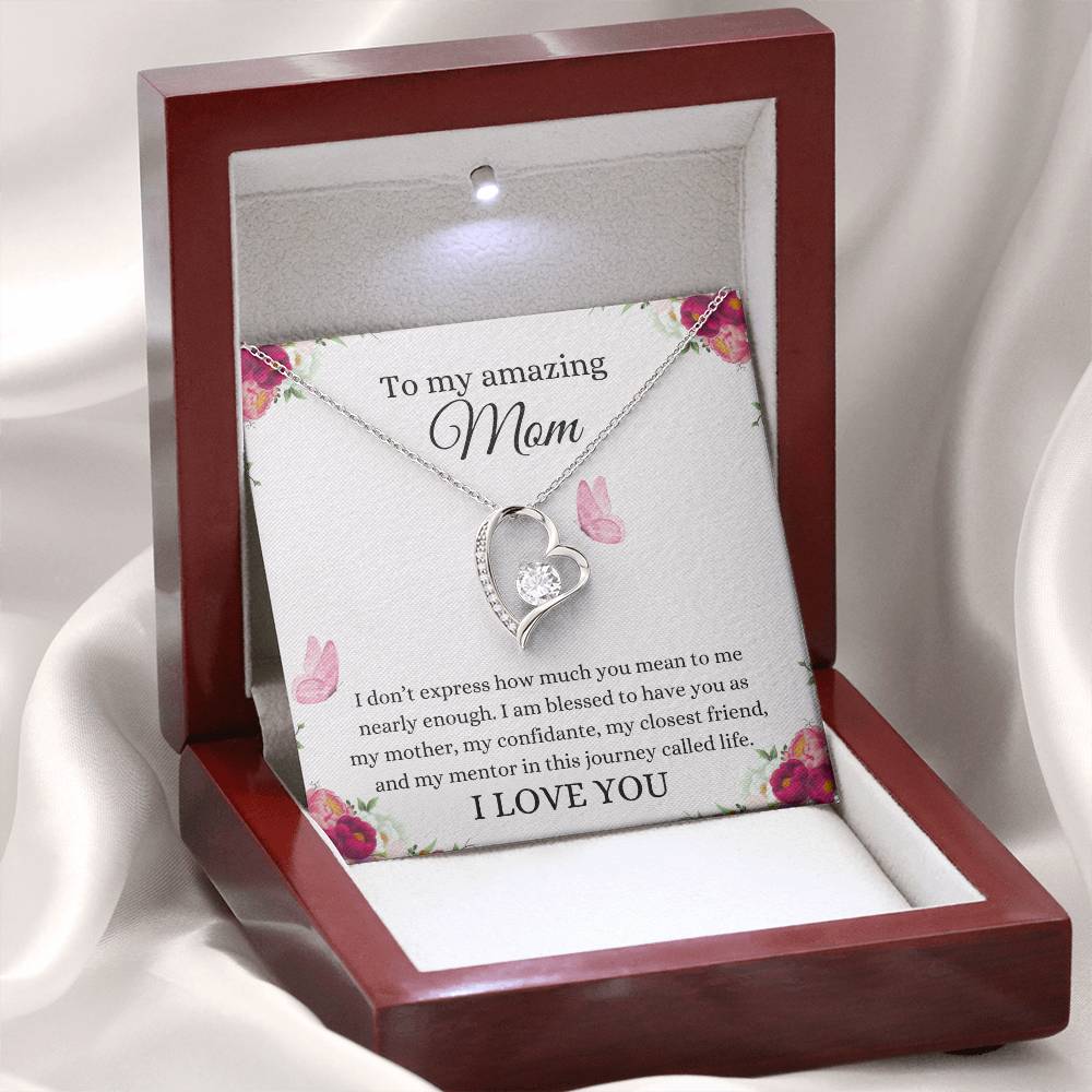 To My Amazing Mom - Radiant Heart Necklace