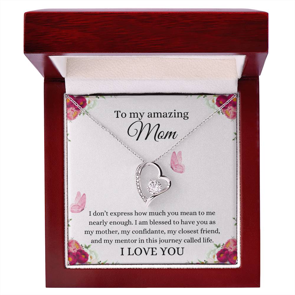 To My Amazing Mom - Radiant Heart Necklace