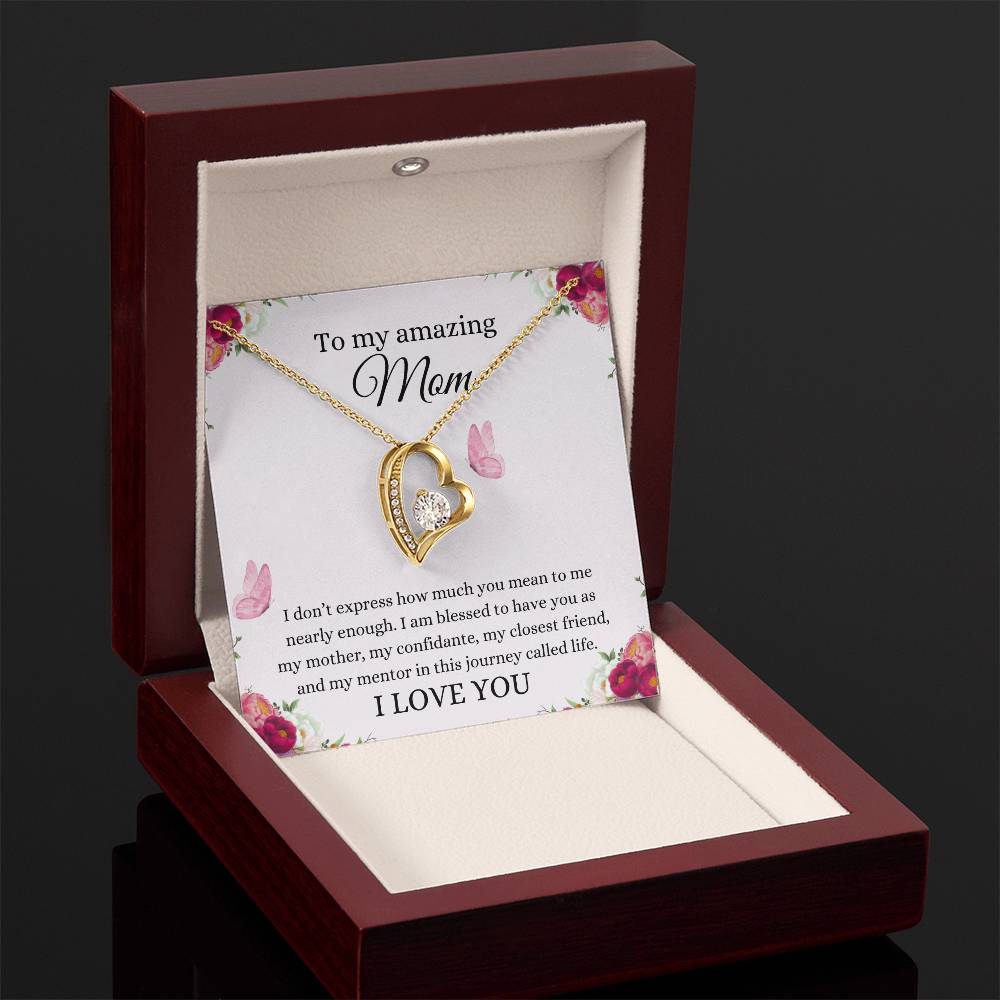 To My Amazing Mom - Radiant Heart Necklace