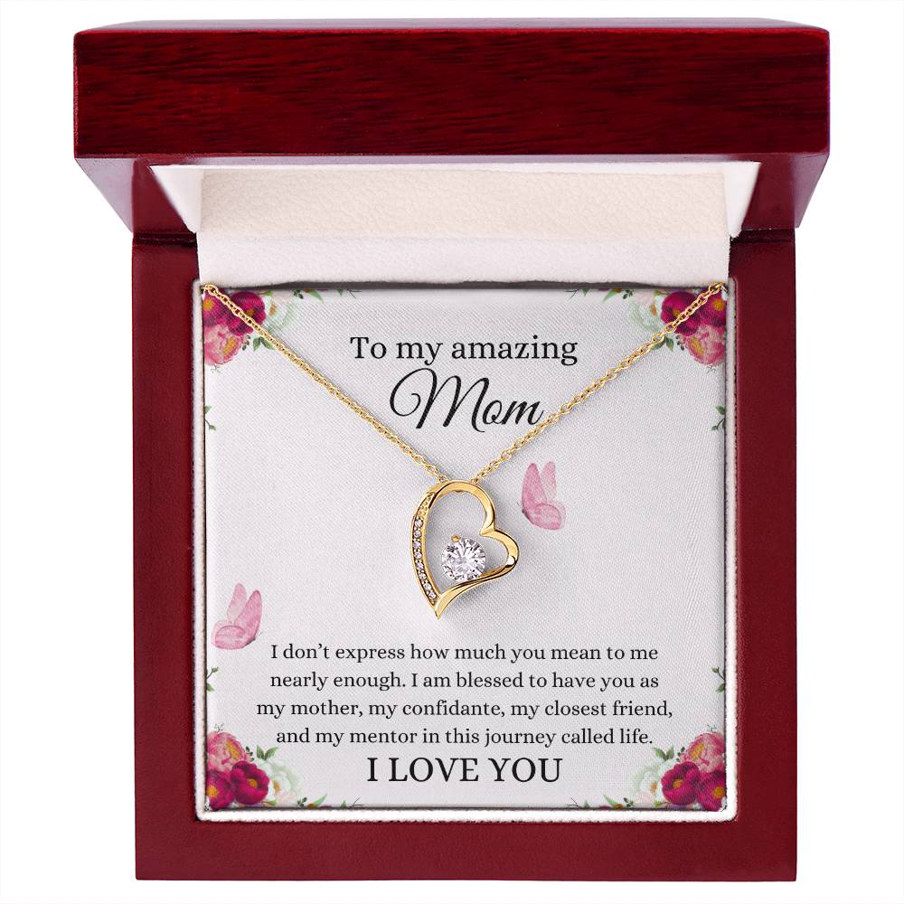 To My Amazing Mom - Radiant Heart Necklace