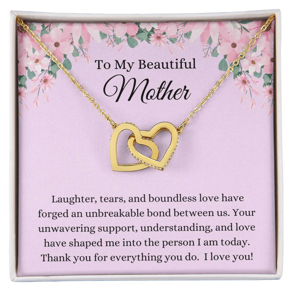 To My Beautiful Mother - Hearts Intertwined Necklace
