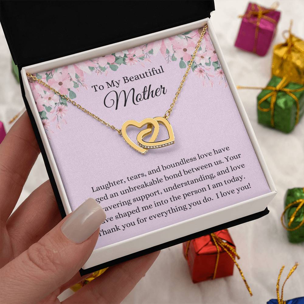 To My Beautiful Mother - Hearts Intertwined Necklace