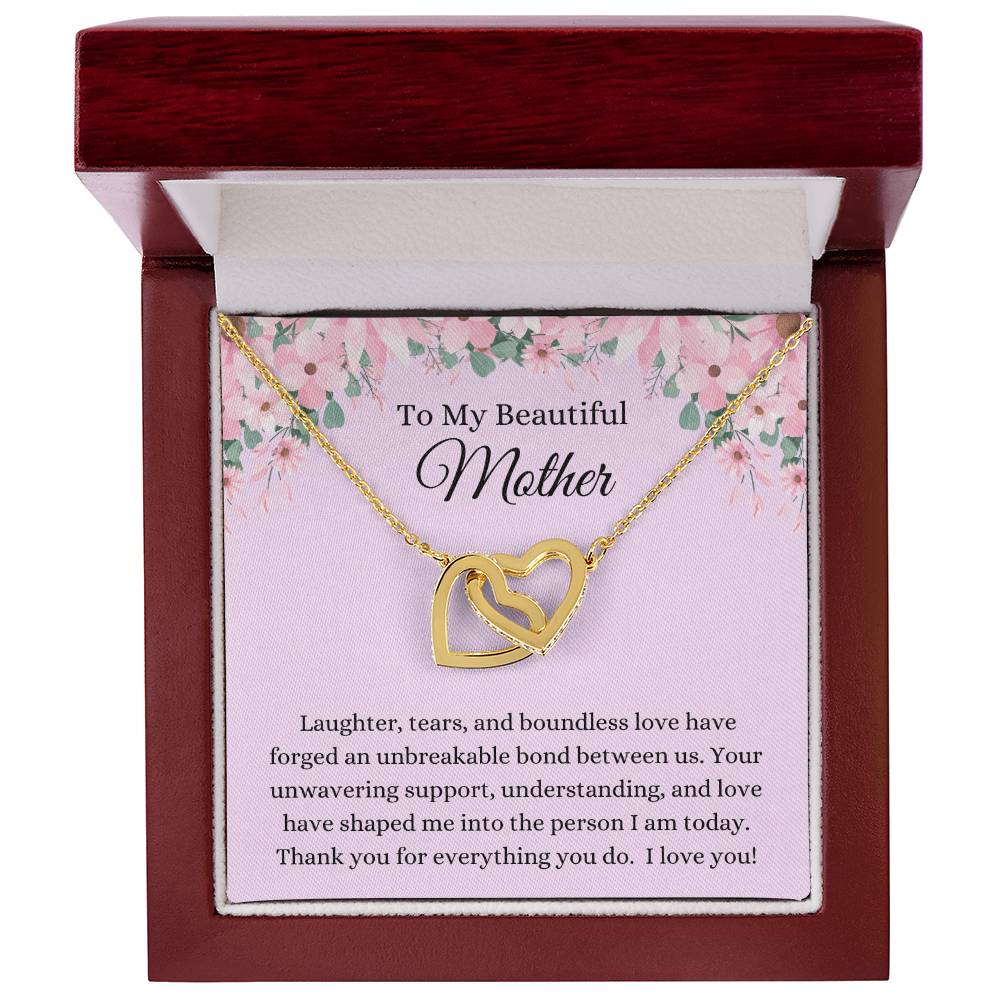 To My Beautiful Mother - Hearts Intertwined Necklace