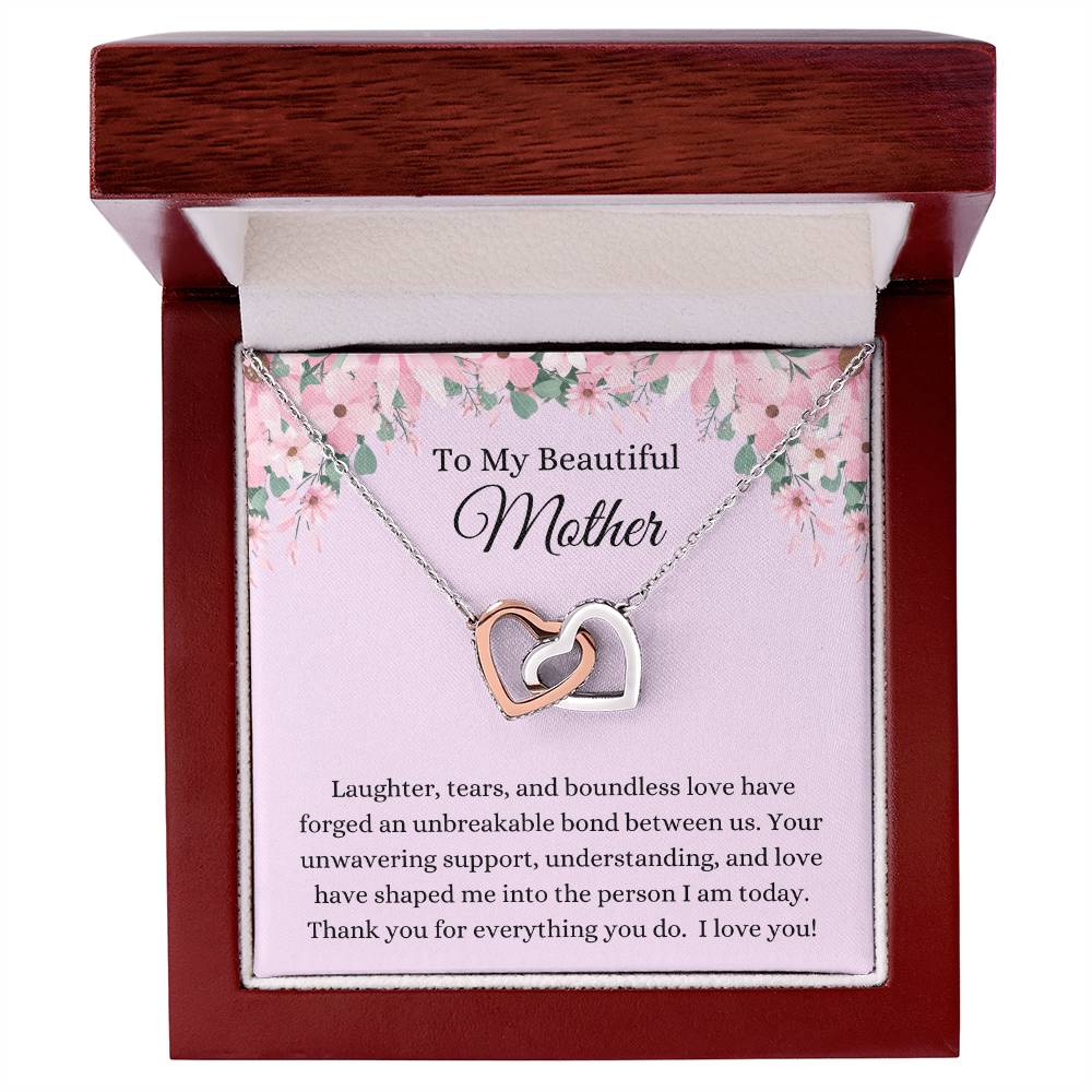 To My Beautiful Mother - Hearts Intertwined Necklace