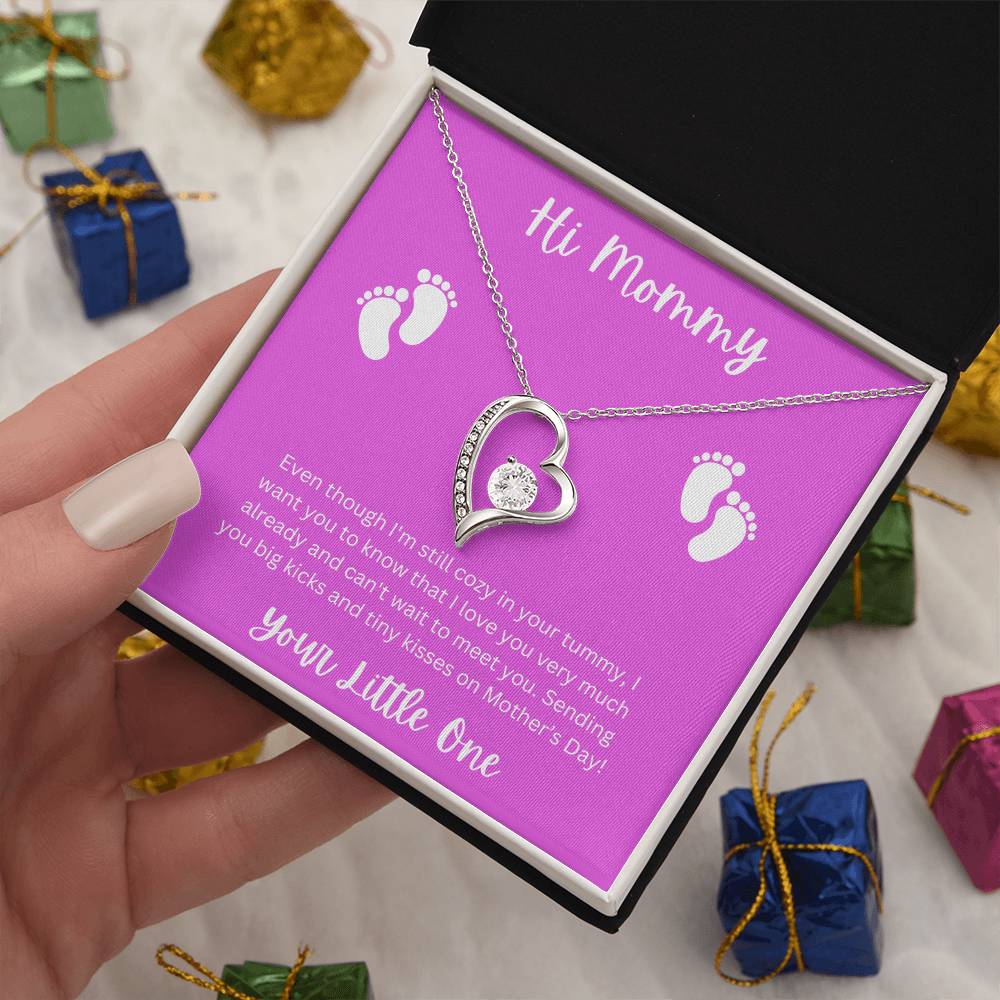 Hi Mommy Pink Background - Forever Love Necklace