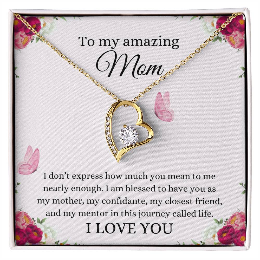 To My Amazing Mom - Radiant Heart Necklace