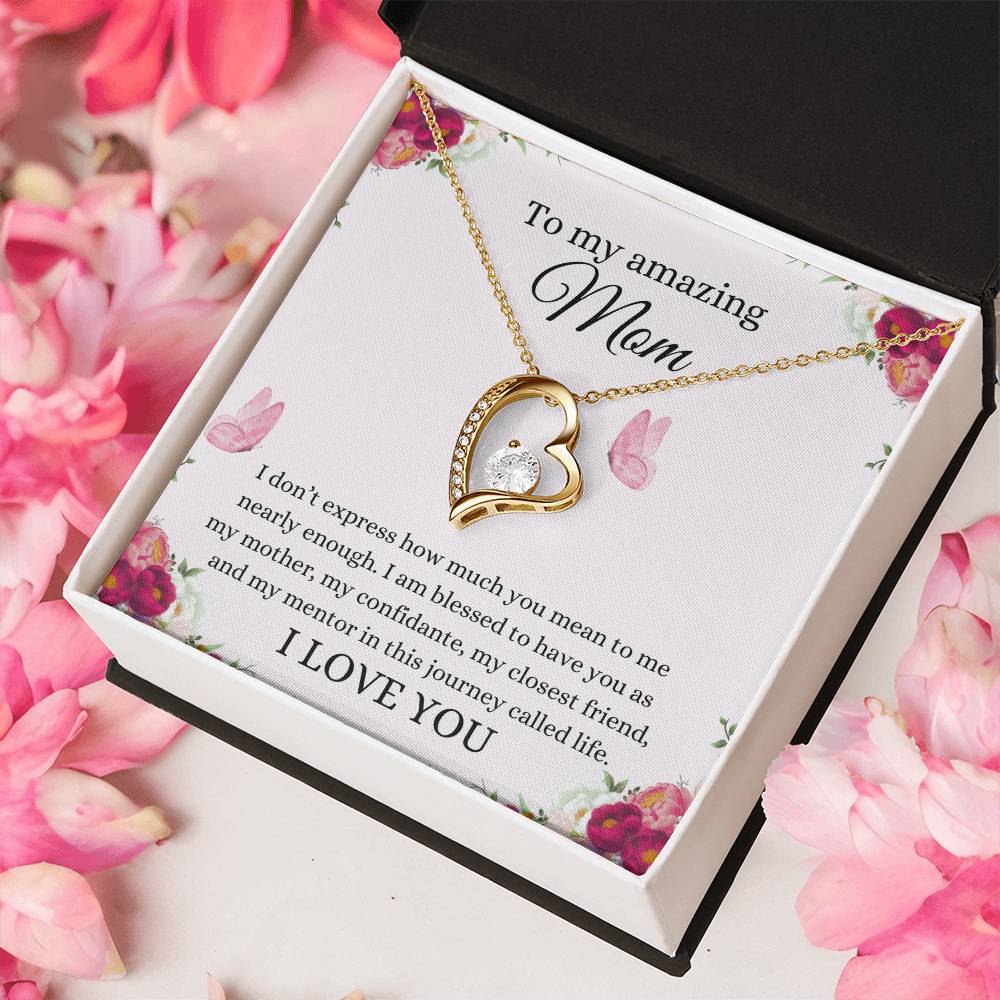 To My Amazing Mom - Radiant Heart Necklace