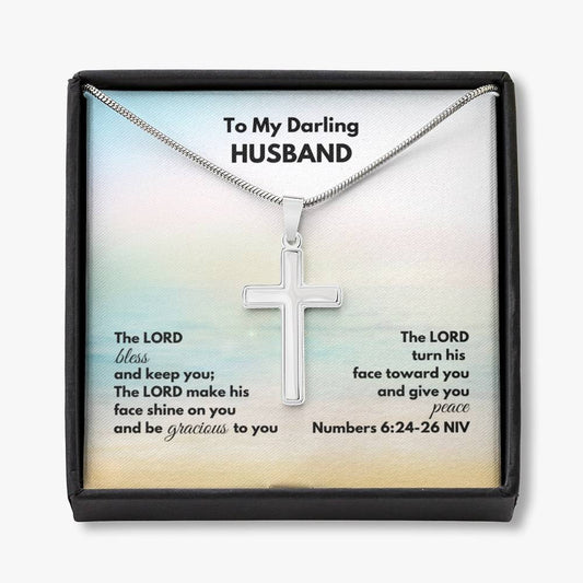 To My Darling Husband Numbers 6:24-26 - Stainless Cross Necklace