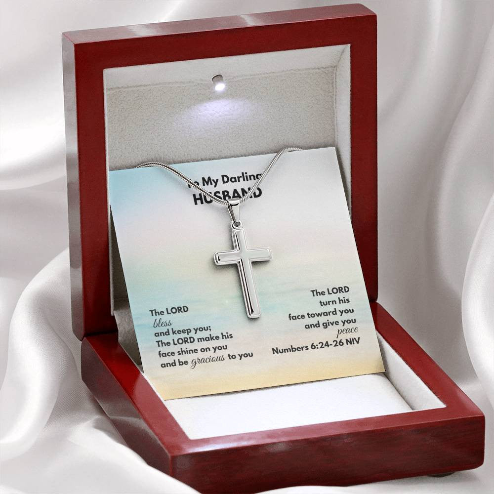 To My Darling Husband Numbers 6:24-26 - Stainless Cross Necklace