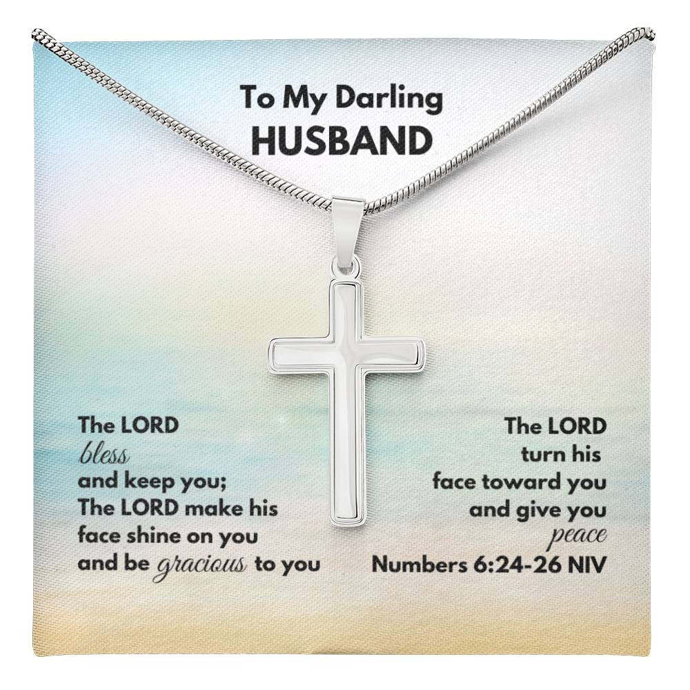 To My Darling Husband Numbers 6:24-26 - Stainless Cross Necklace