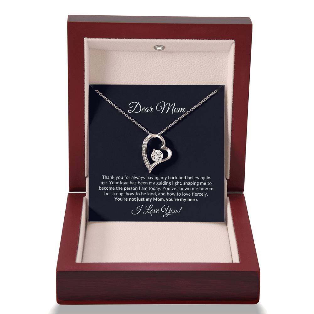 Dear Mom - Radiant Heart Necklace - Navy Message Card