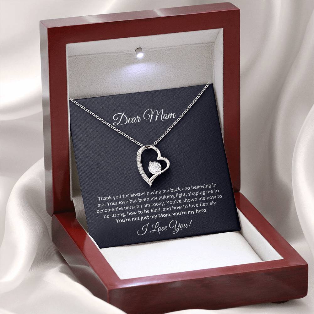 Dear Mom - Radiant Heart Necklace - Navy Message Card