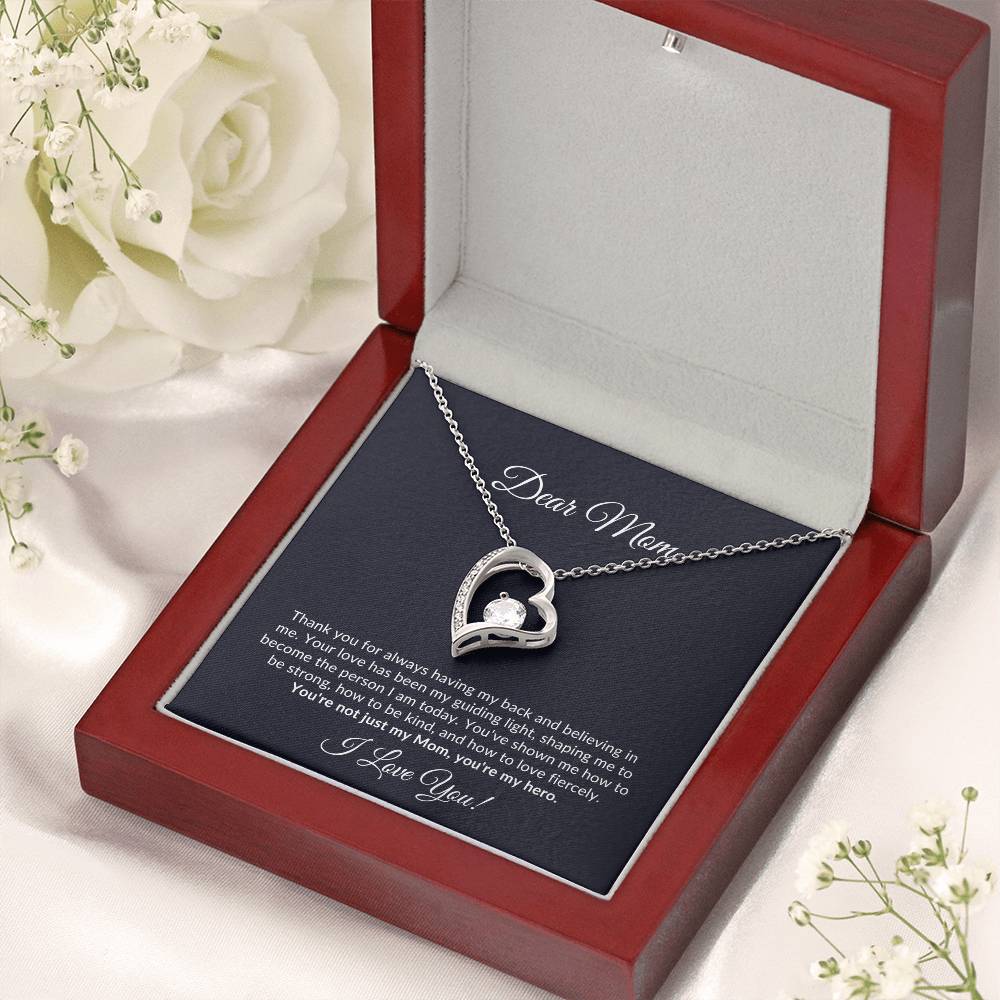 Dear Mom - Radiant Heart Necklace - Navy Message Card