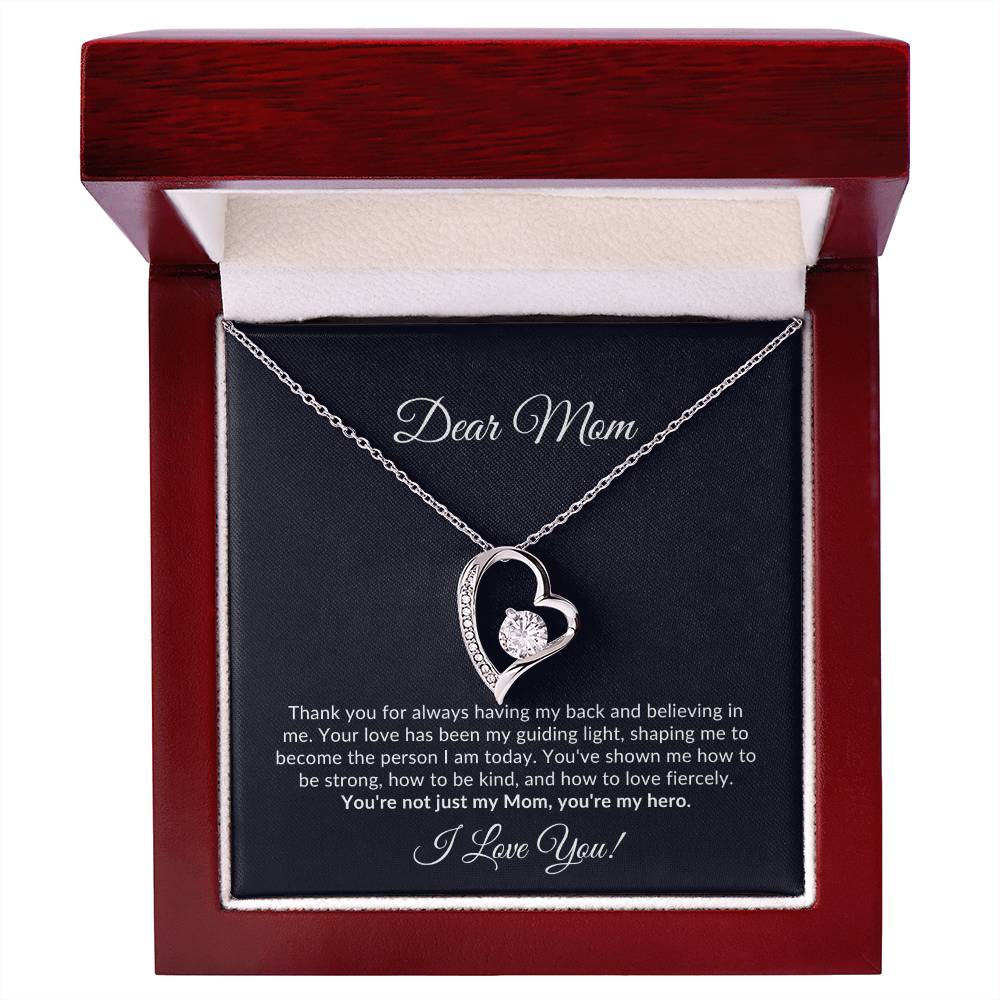 Dear Mom - Radiant Heart Necklace - Navy Message Card