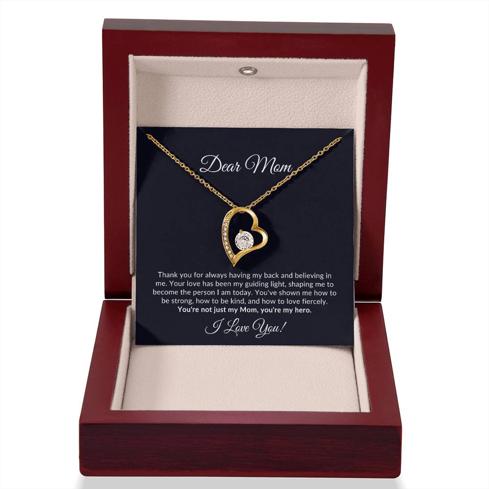 Dear Mom - Radiant Heart Necklace - Navy Message Card