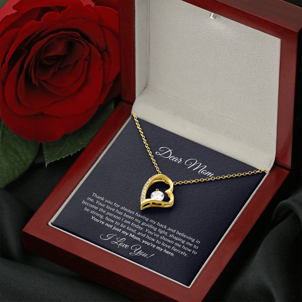 Dear Mom - Radiant Heart Necklace - Navy Message Card