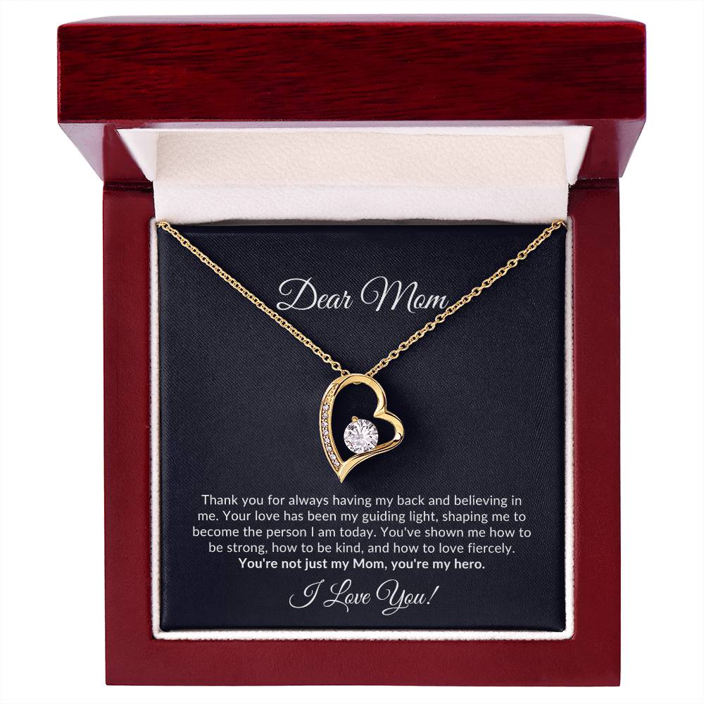 Dear Mom - Radiant Heart Necklace - Navy Message Card