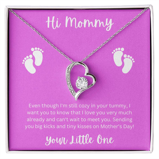 Hi Mommy Pink Background - Forever Love Necklace