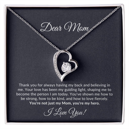 Dear Mom - Radiant Heart Necklace - Navy Message Card