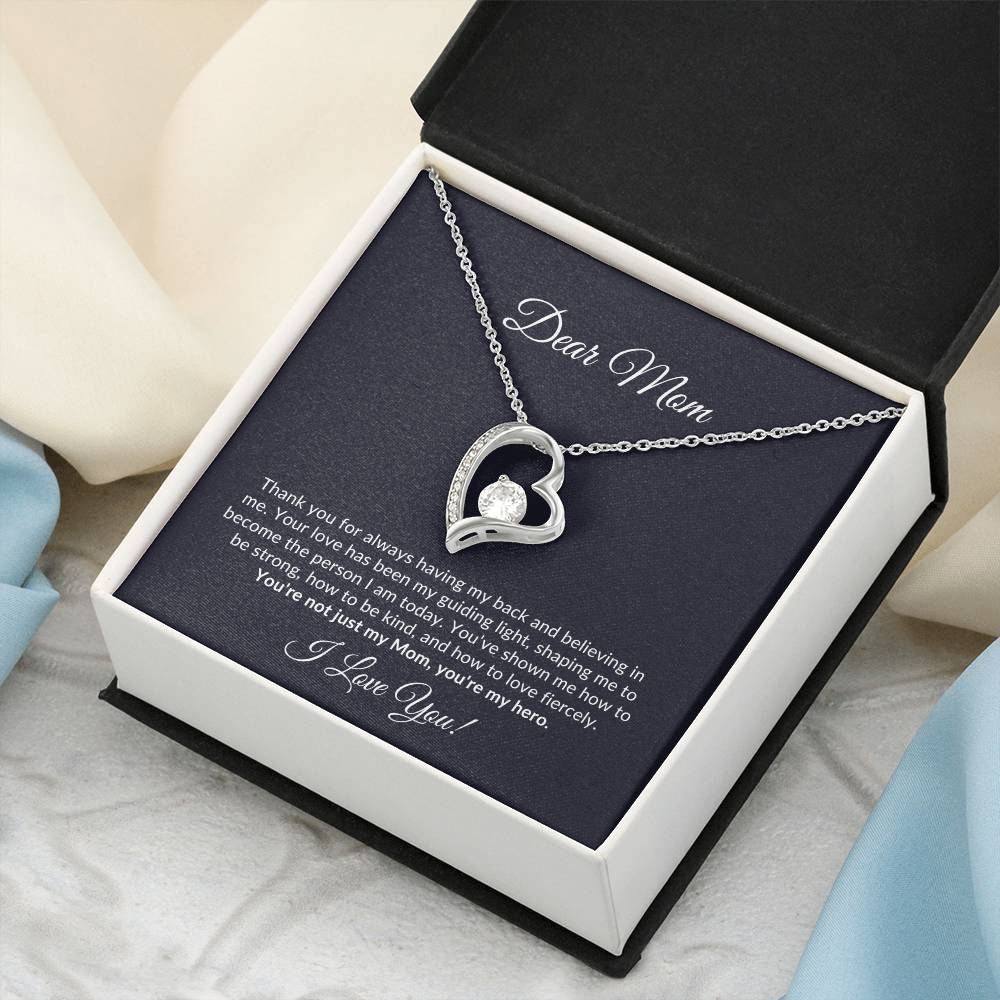 Dear Mom - Radiant Heart Necklace - Navy Message Card