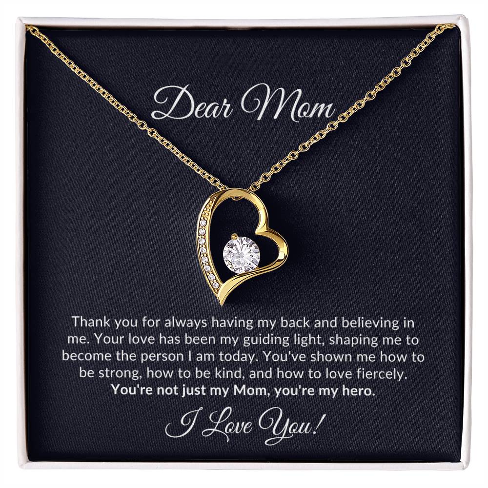 Dear Mom - Radiant Heart Necklace - Navy Message Card