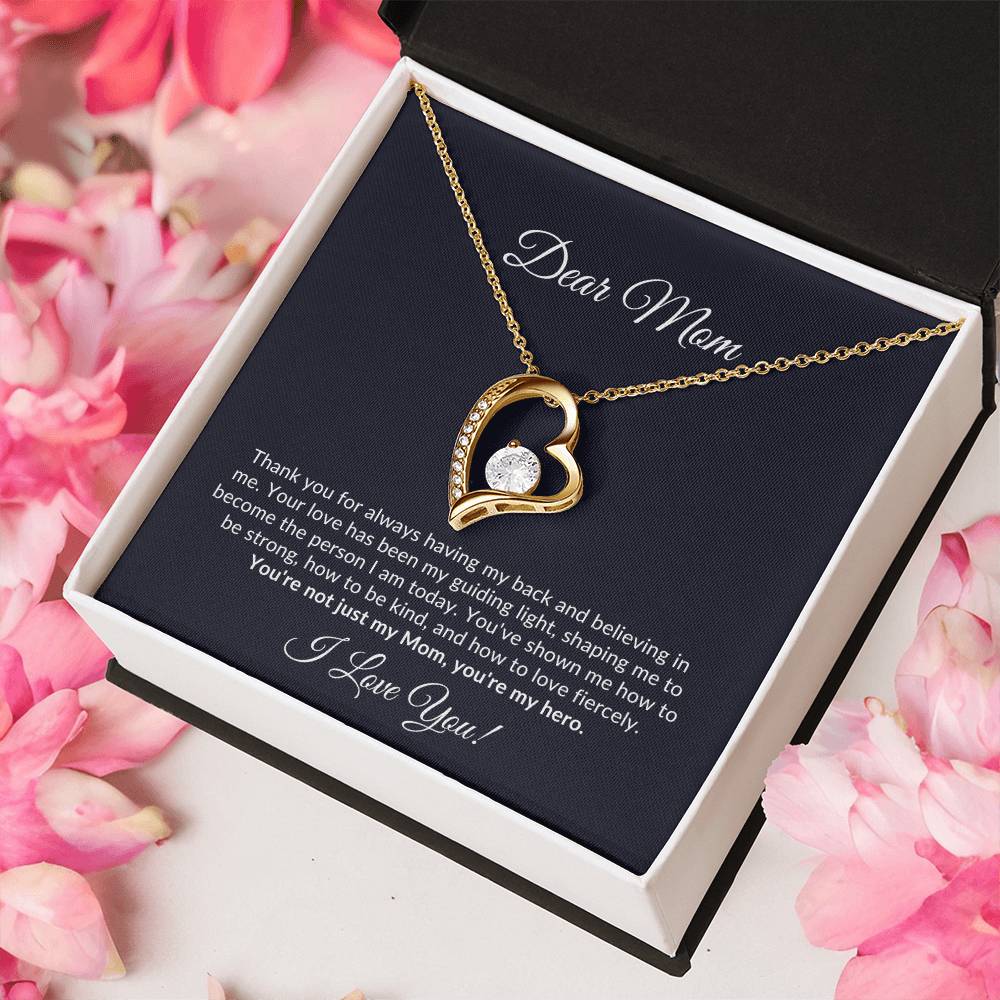 Dear Mom - Radiant Heart Necklace - Navy Message Card